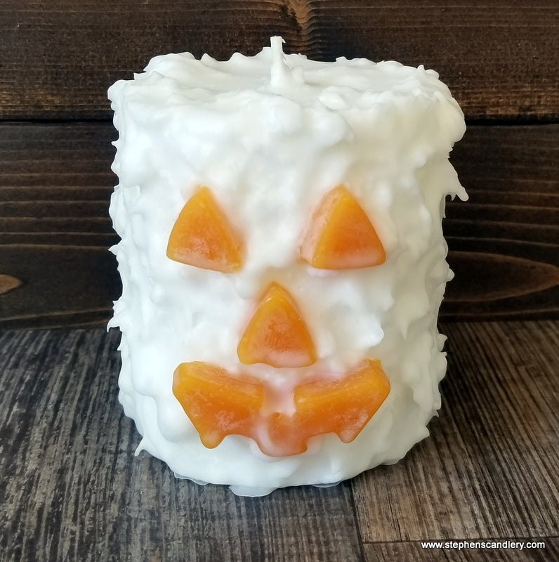 Jack-O-Lantern Hand Caked Pillar Candle™