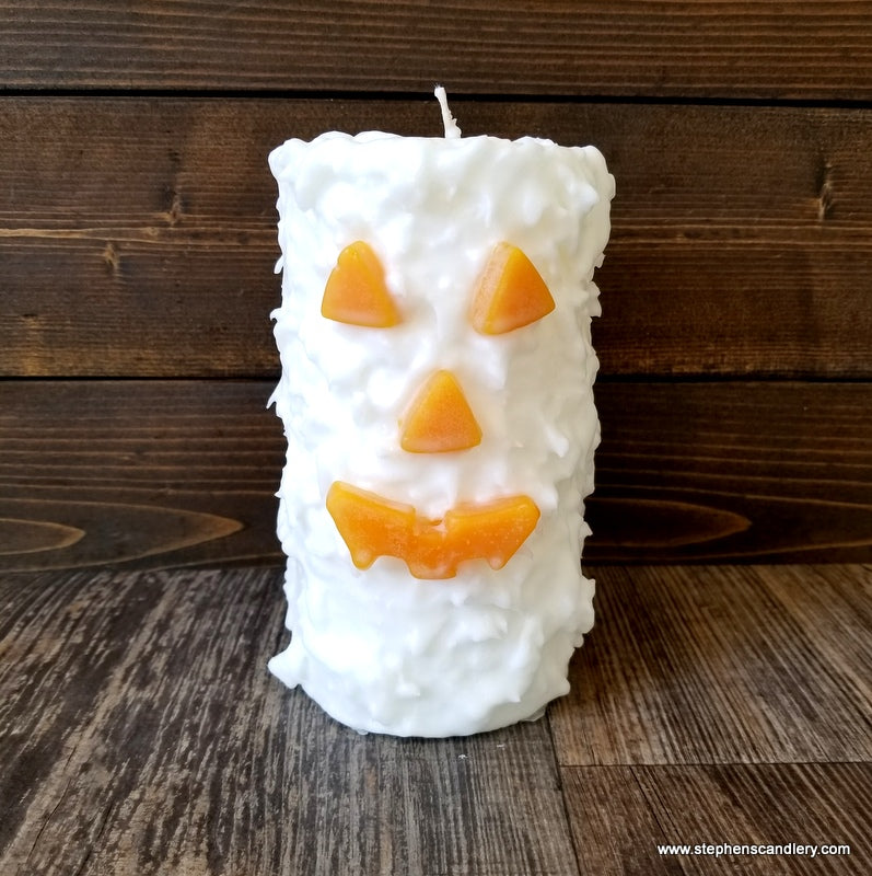 Jack-O-Lantern Hand Caked Pillar Candle™