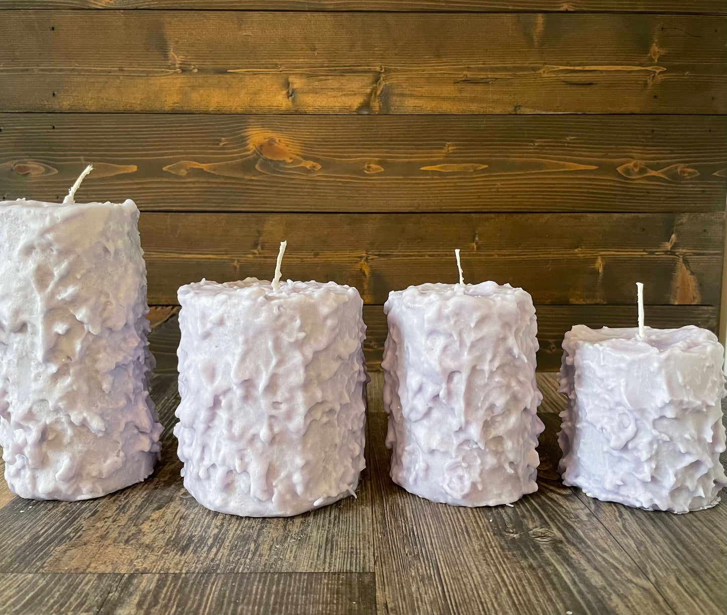 Lilac Hand Caked Pillar Candle