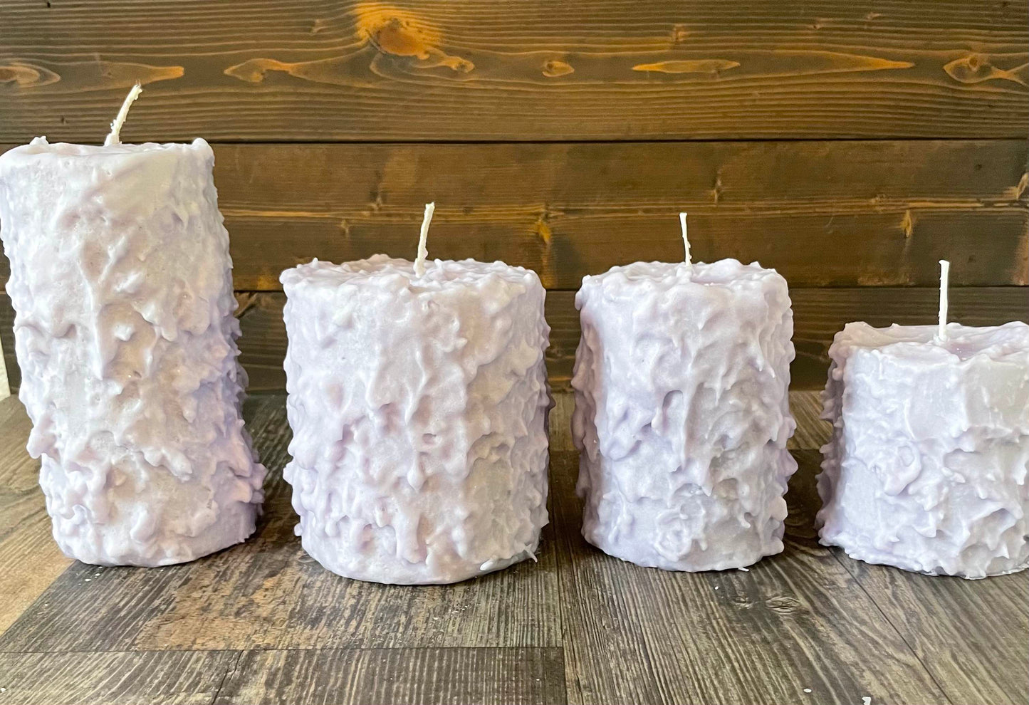 Lilac Hand Caked Pillar Candle