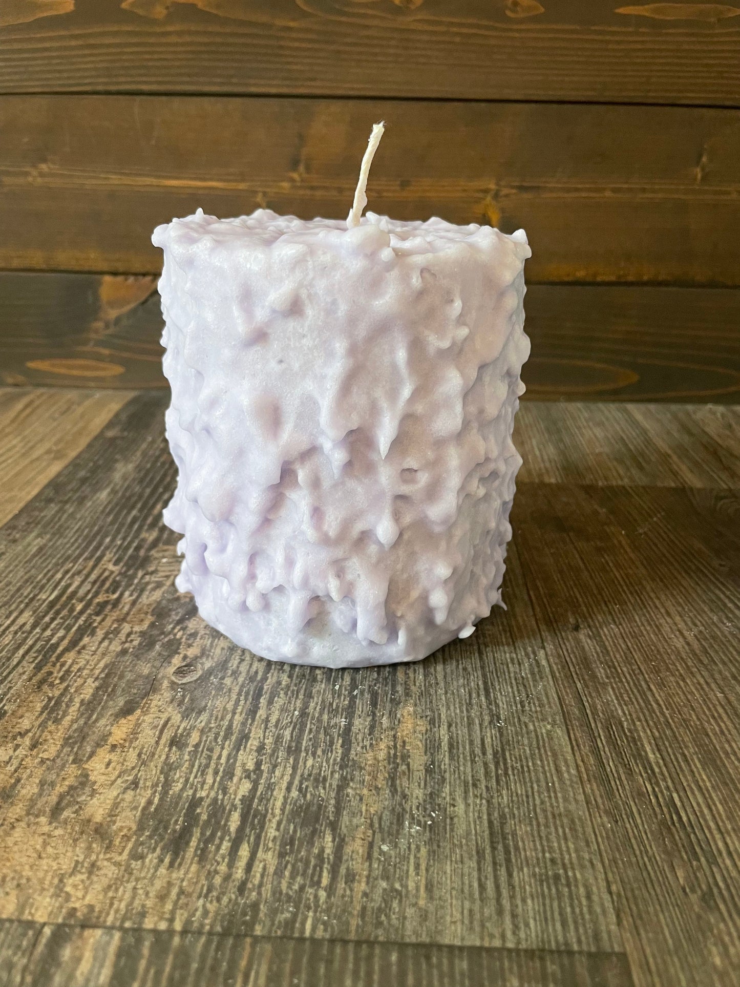 Lilac Hand Caked Pillar Candle