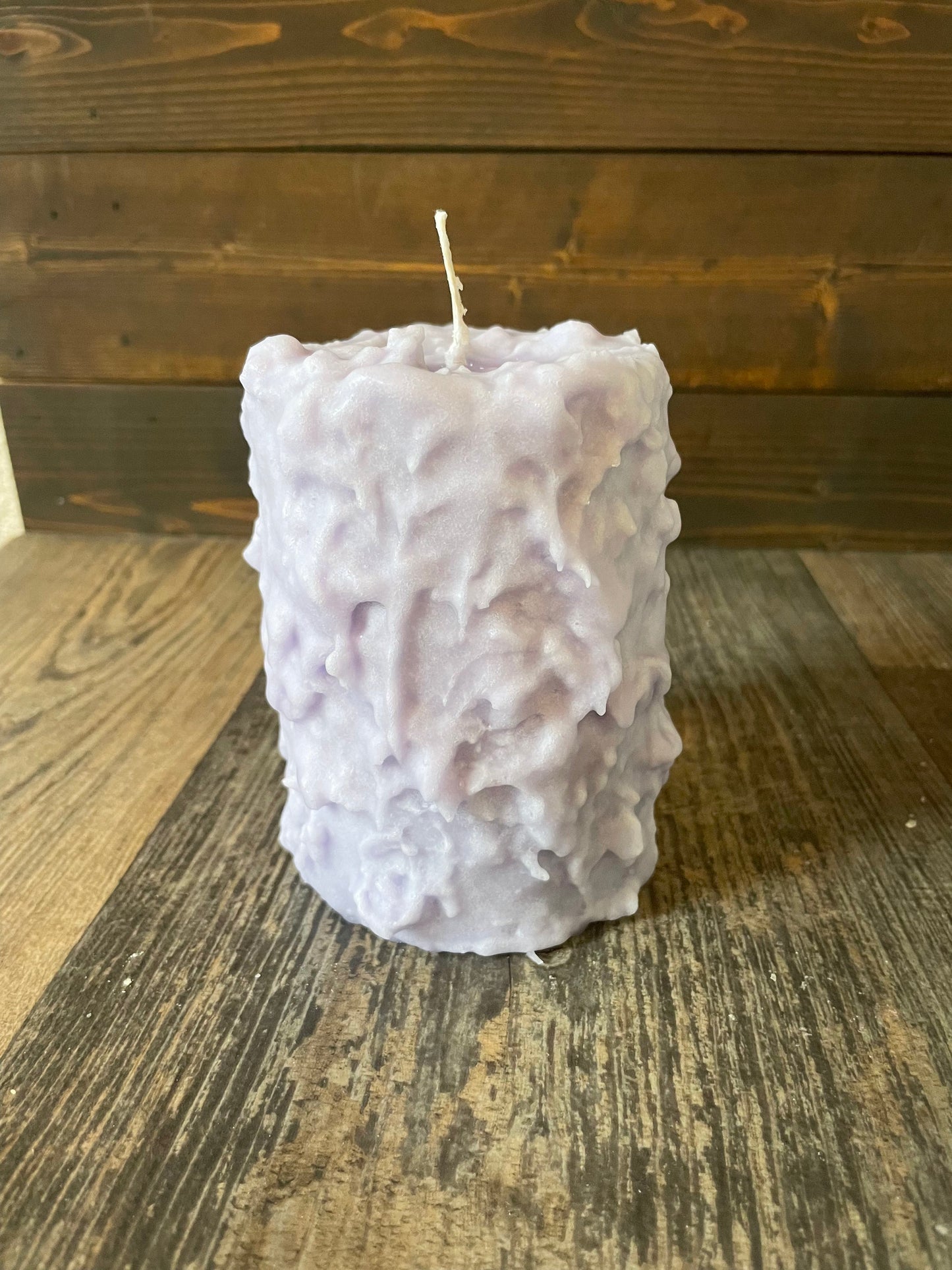 Lilac Hand Caked Pillar Candle