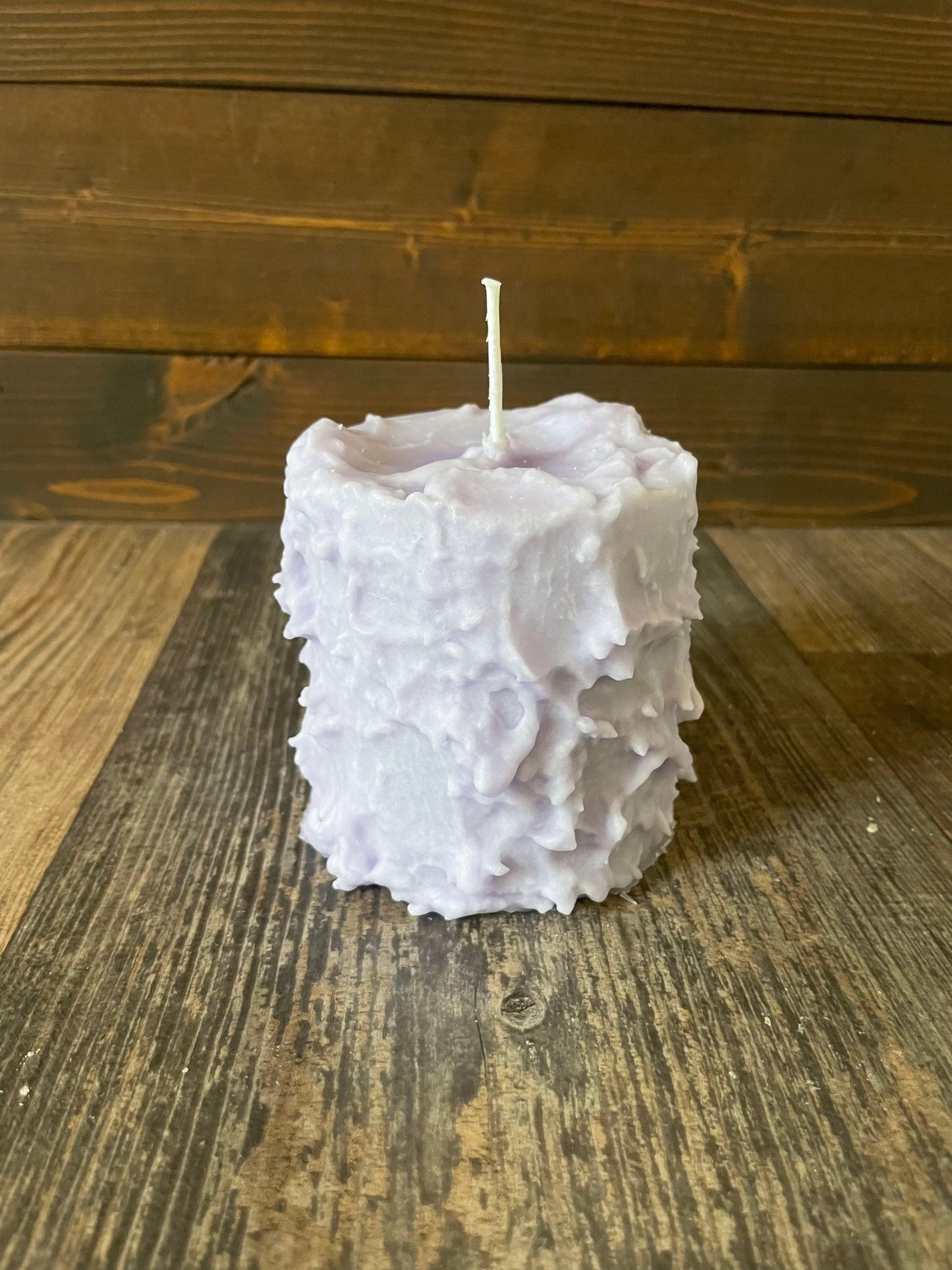 Lilac Hand Caked Pillar Candle