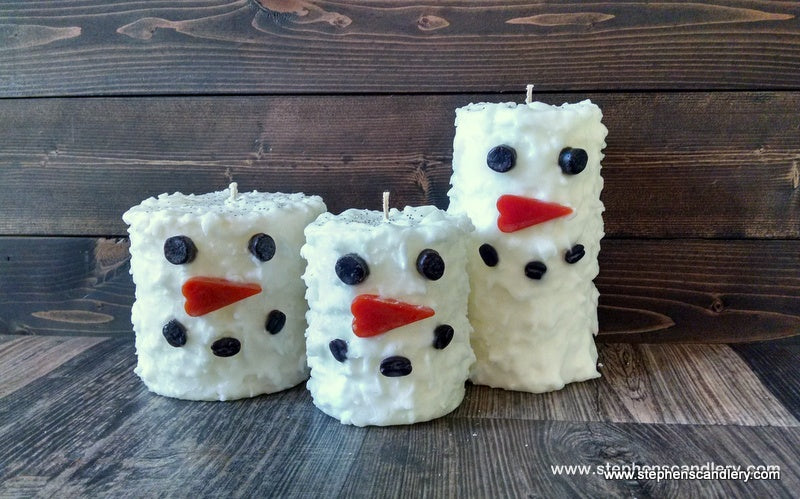 Snowman Hand Caked Pillar Candle™