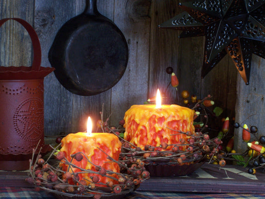 Candy Corn Hand Caked Pillar Candle™