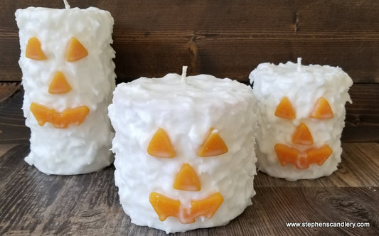 Jack-O-Lantern Hand Caked Pillar Candle™