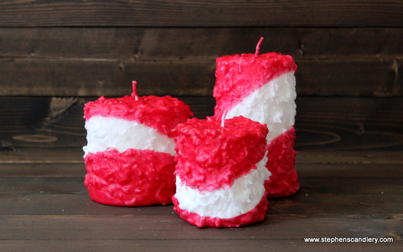 Candy Cane Hand Caked Pillar Candle™