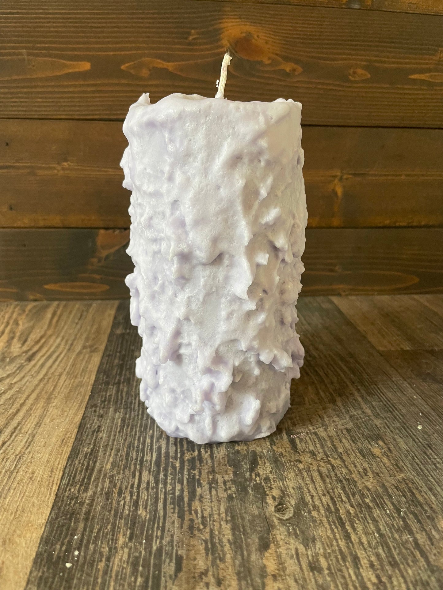 Lilac Hand Caked Pillar Candle